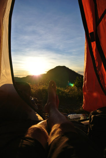 Sunset View from Tent at Volcano, Rinjani, Lombok - Indonesia