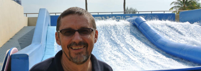 Heinz Iten and the Flowrider at the Wave House Sentosa in Singapore - Layback Travel | Surf Travel Magazine