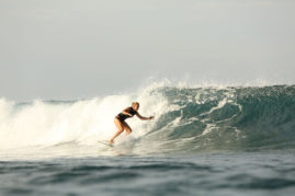 Melanie Wappler surfing in Lohk Nga, Aceh, Sumatra, Indonesia Layback Travel