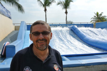 Heinz Iten and the Flowrider at the Wave House Sentosa in Singapore - Layback Travel | Surf Travel Magazine