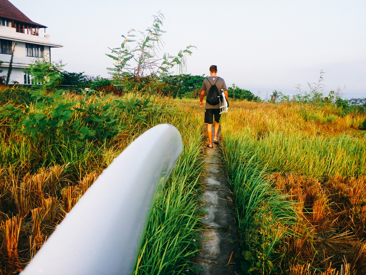 Surfers in Ricefield in Kedungu, Bali - Layback Travel