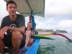 Boat going to Kuta Reef Surfspot, Bali