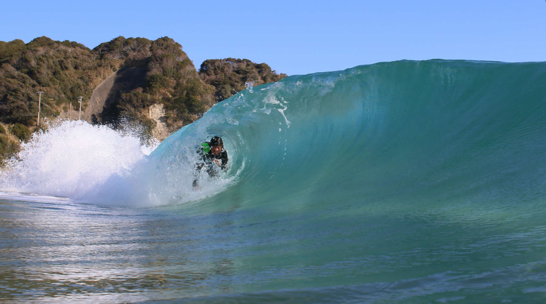 Surfer in a Barrel in Chiba Japan - picture by Dane Gillett