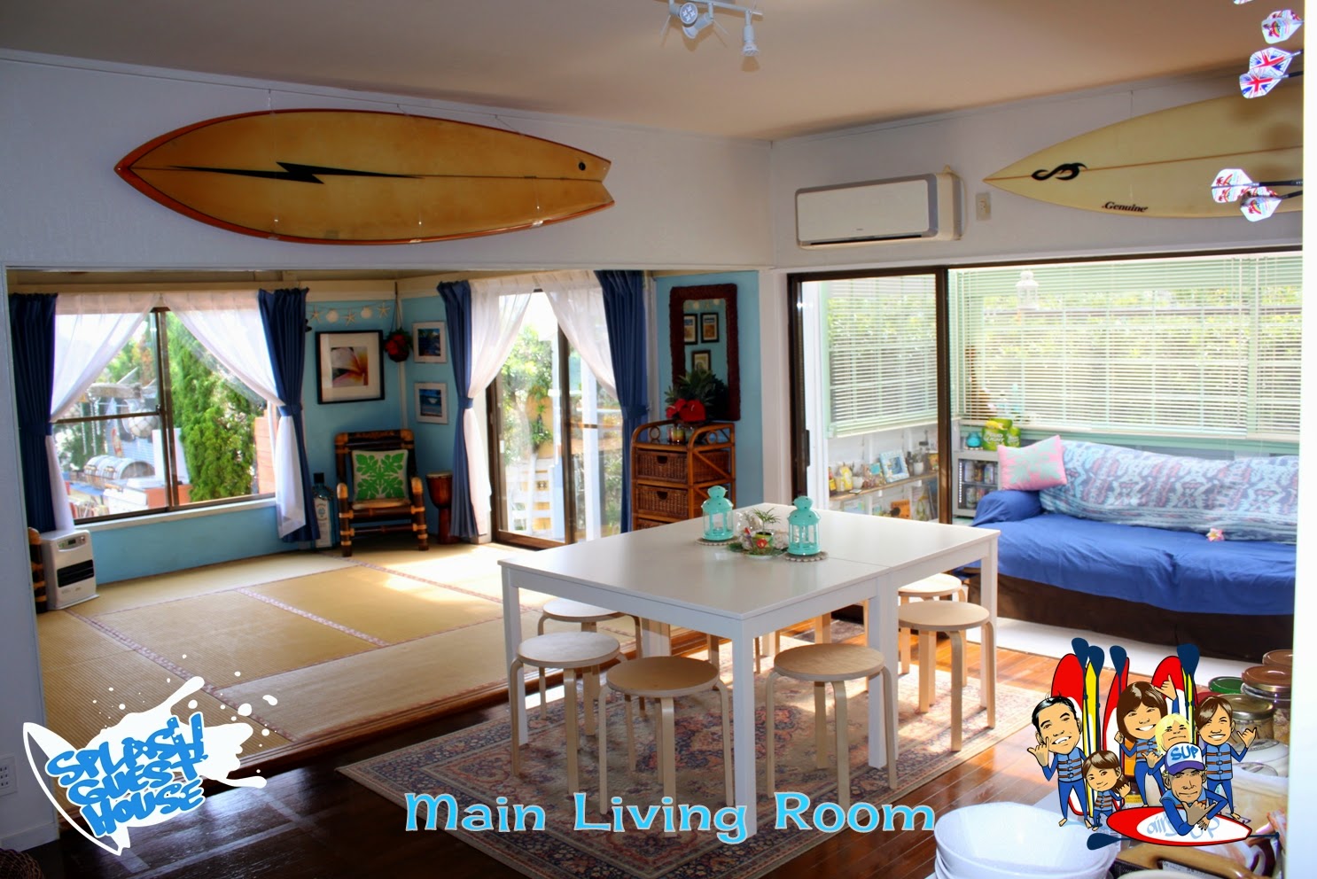 Main Living Room in the Splash Guest House - Hebara Japan